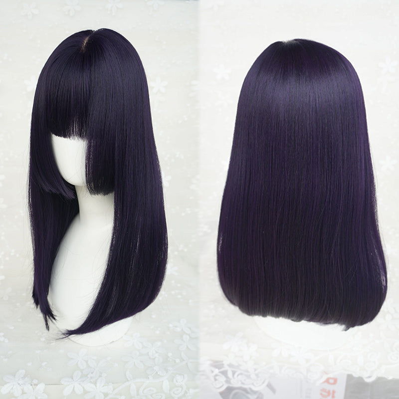 Natural black long straight wig YV43557