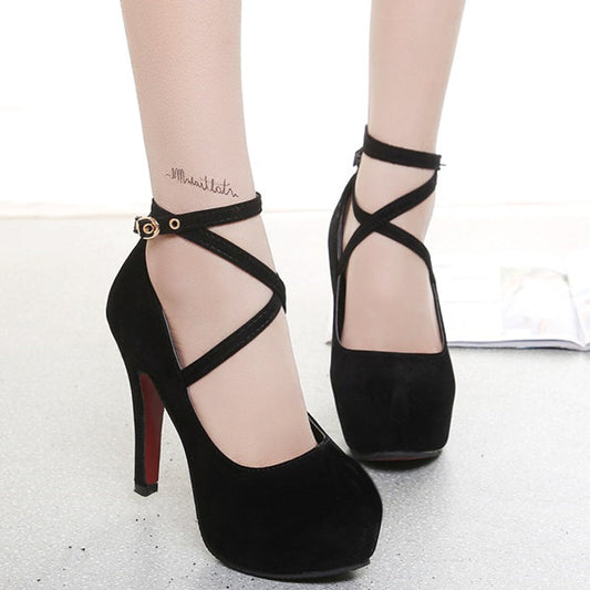 Black straps with high heels YV40496