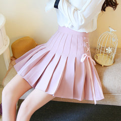 Sweet bow high waist pleated skirts YV2025