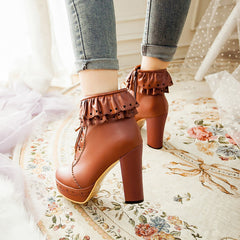 Sweet  lolita falbala high-heeled boots YV403