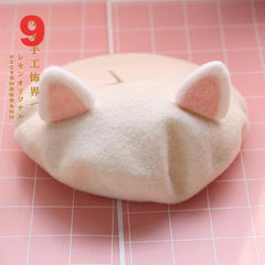 Japanese cute cartoon cat ear cap fluffy cat ear beret YV2504