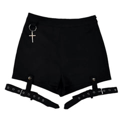 Dark style tight-fitting high-waist shorts yv40531
