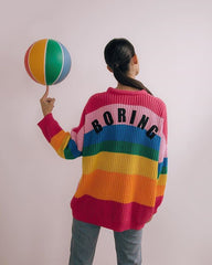 harajuku Rainbow stripe love embroidered sweater YV8099