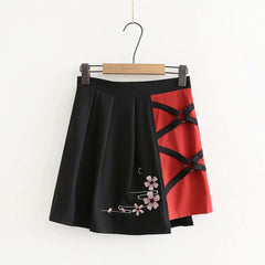 Cherry blossom embroidery t-shirt + skirt two-piece yv42220