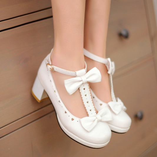 Japanese Bow Heart Strap Lolita Shoes YV2149