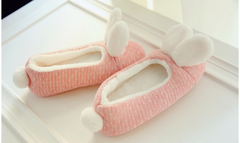 Pink wave point small rabbit ears home shoes floor shoes YV2179