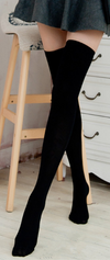 Velvet black and white long non-slip stockings YV2183