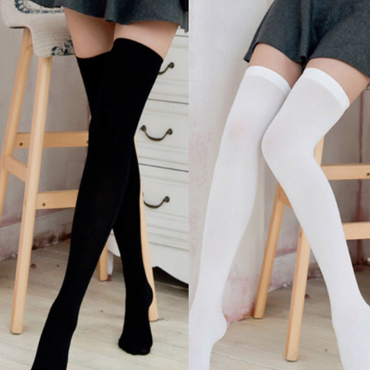 Velvet black and white long non-slip stockings YV2183