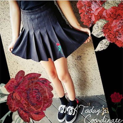 Review for ROSE EMBROIDERY BLACK PLEATED SKIRT YV16019