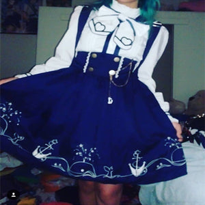 REVIEW FOR HARAJUKU NAVY WIND GIRL ACTRESS SEA HIGH WAIST DRESS YV1129 main image 0