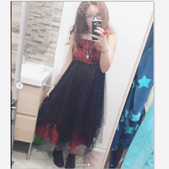 REVIEW FOR  BLACKRED RAGGED LOLITA TULLE SUSPENDER DRESS YV17001