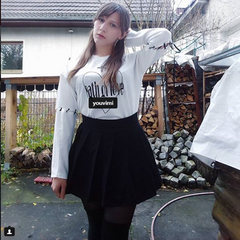 Review for Diablo T-shirt blouse + half skirt two-piece students YV521