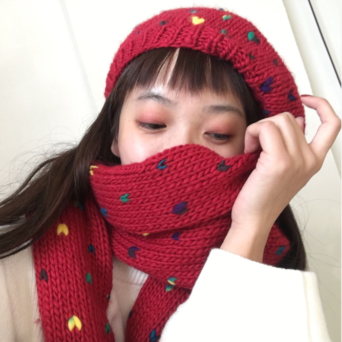Japanese love hat scarf two-piece yv40722