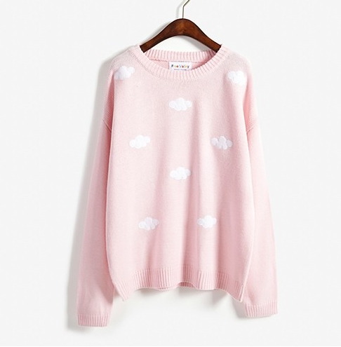 Sweet patch embroidery clouds sweater knit YV16076