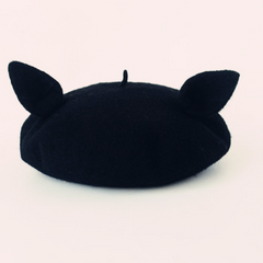 Lovely black cat ear piercing beret YV2349