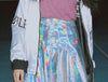 Japanese Harajuku silver shiny high waist A-line skirt/tutu YV255