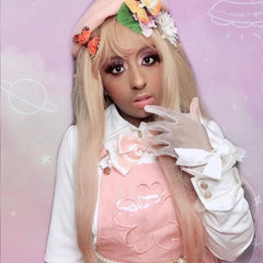 Review for Pink long roll fluffy Lolita wig YV40774 main image 1