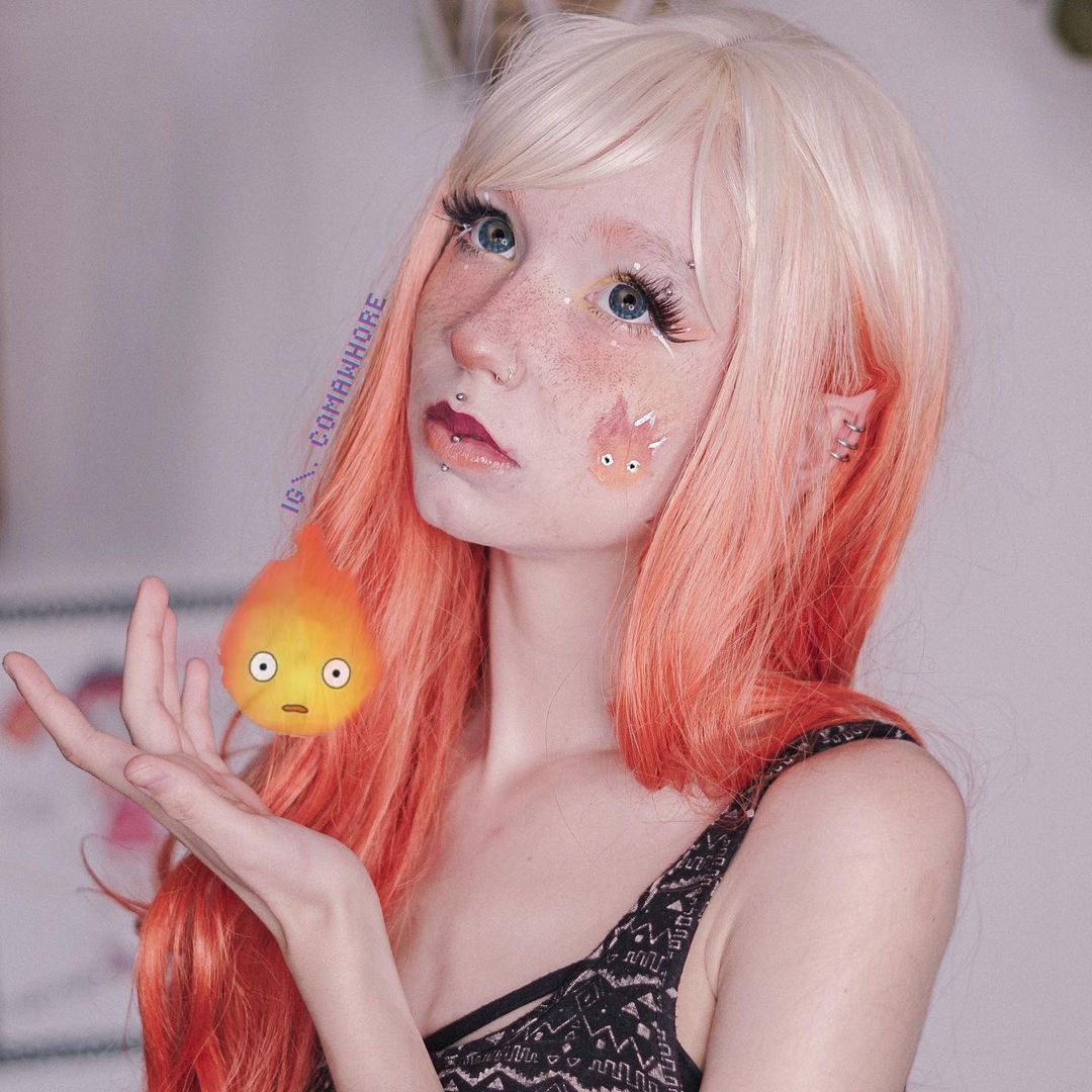 Review for Lolita orange gradient long curly wig YV43799