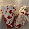 White  red casual sneakers yv47260