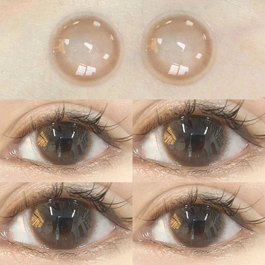 Milk tea brown contact lenses (two pieces) yv31299