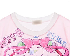 Monster print fairy kei style pink loose T-shirt YV2181
