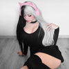 Review for Punk half black half white long wig YV40711
