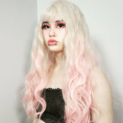 Lolita pink gradient long curly wig yv42856