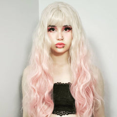 Lolita pink gradient long curly wig yv42856 main image 1