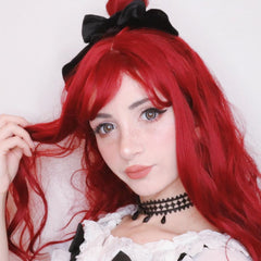 Red long roll wig yv42355