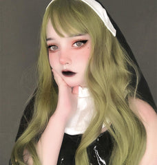 lolita green long curly wig yv42834