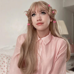 Review for Linen gold lolita long roll wig yv42636