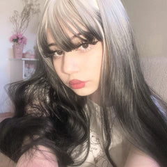 Lolita white black gradient curly hair YV43796