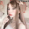 Review for Harajuku brown mixed light pink long curly wig YV43572