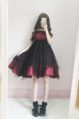 BlackRed Ragged Lolita Tulle Suspender Dress YV17001