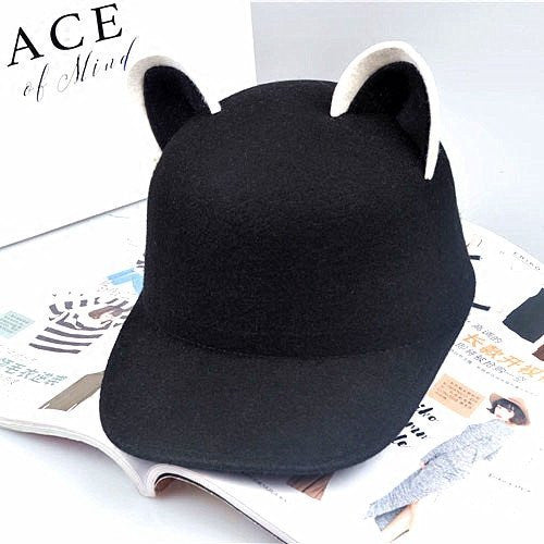 Black Kawaii Cat Ear Cap YV1174