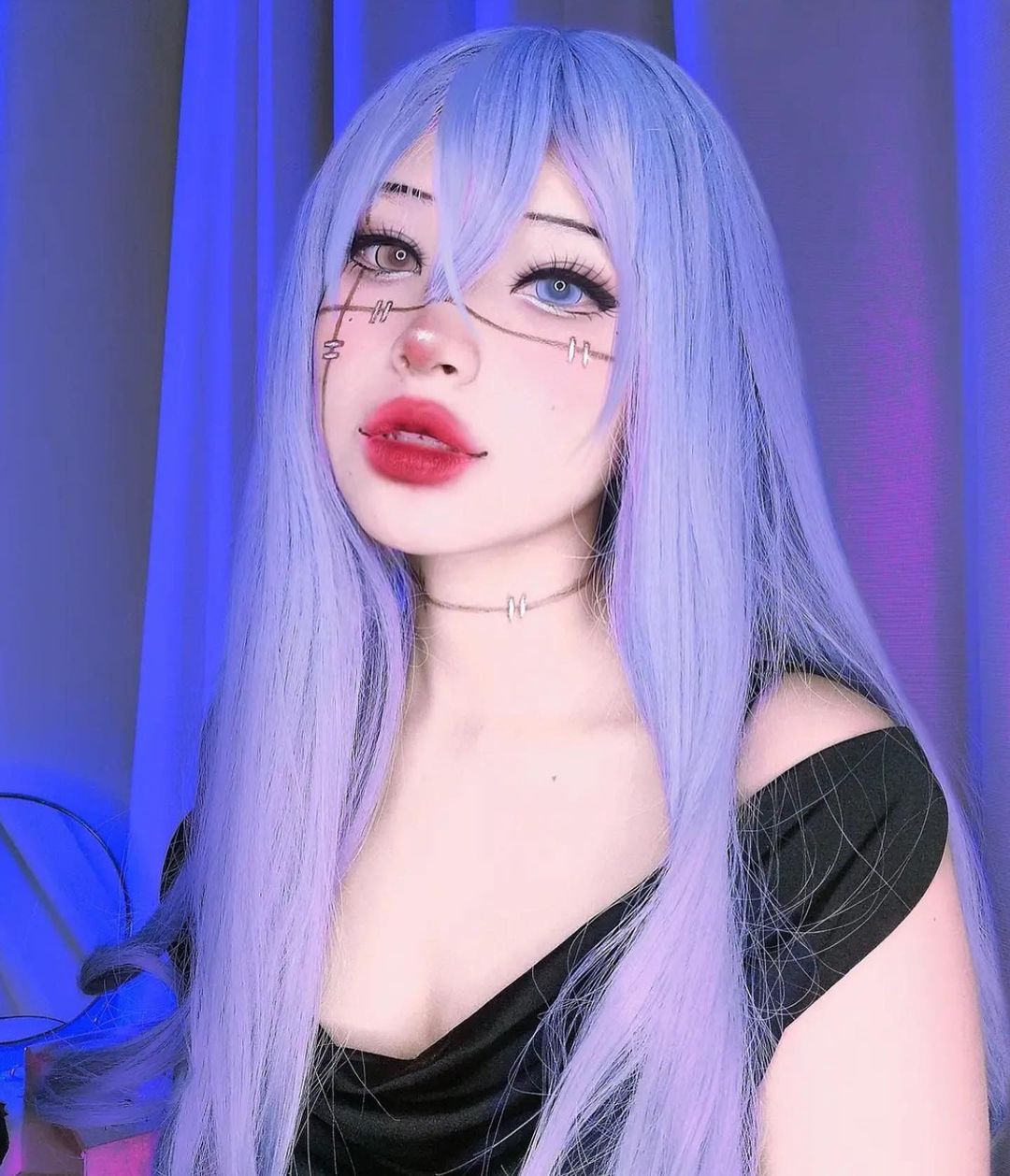 Review for Blue-gray long hair wig YV43856