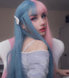 lolita pink blue long curly wig yv30763